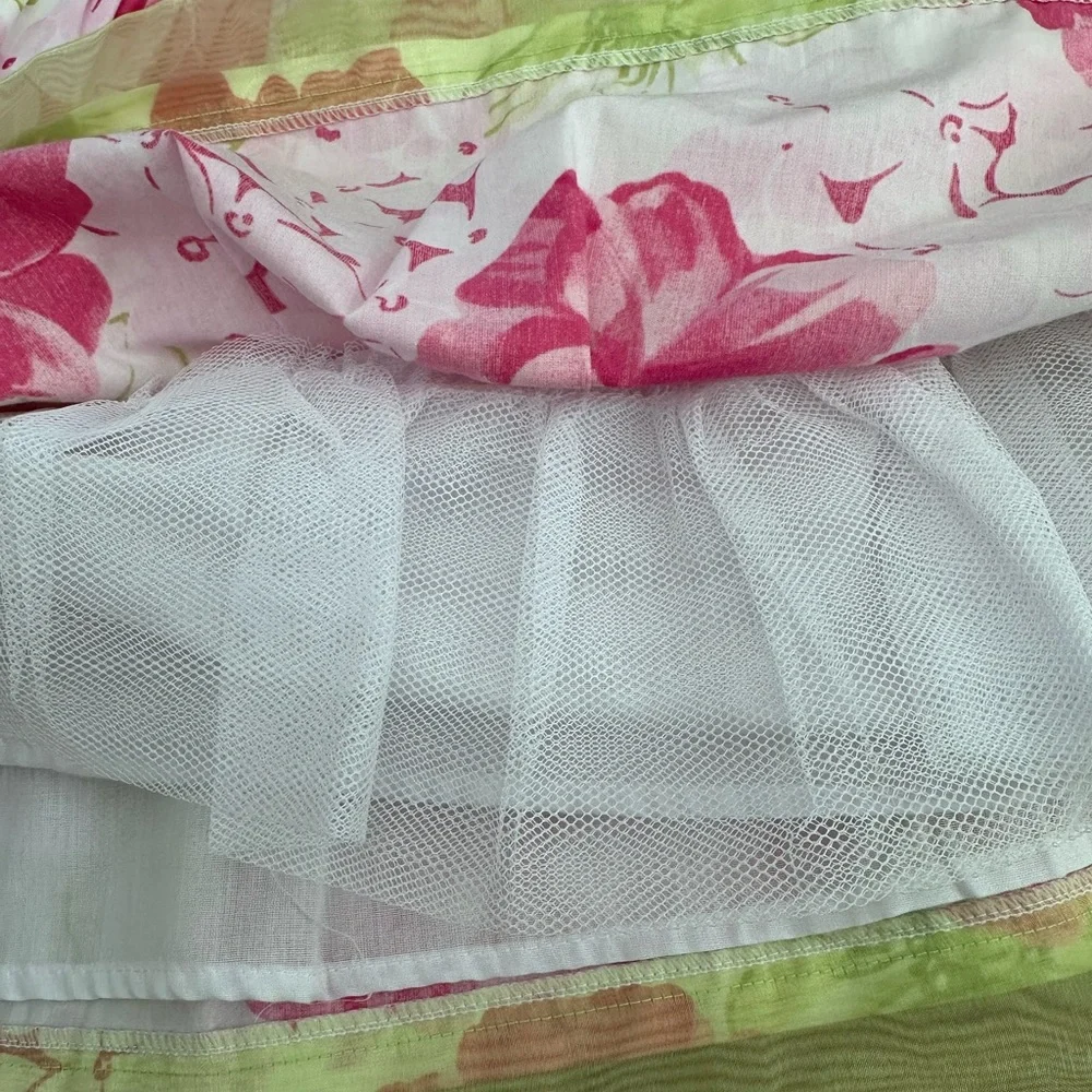 NWOT 2T Floral Pink and Green Dress with Bow